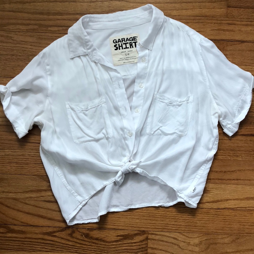 White Cropped Button-Down